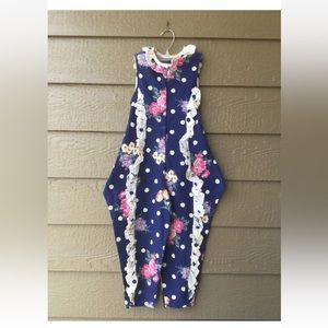 Rare English Toffee size 6 girls  Romper overalls, vintage, 100% CottonTie waist